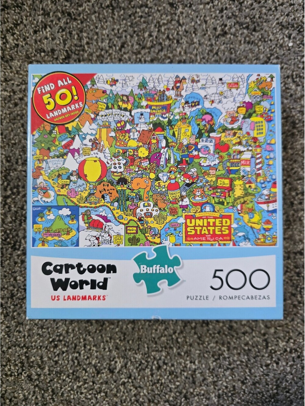 Buffalo Games Cartoon World US Landmarks 500 Piece Jigsaw Puzzle